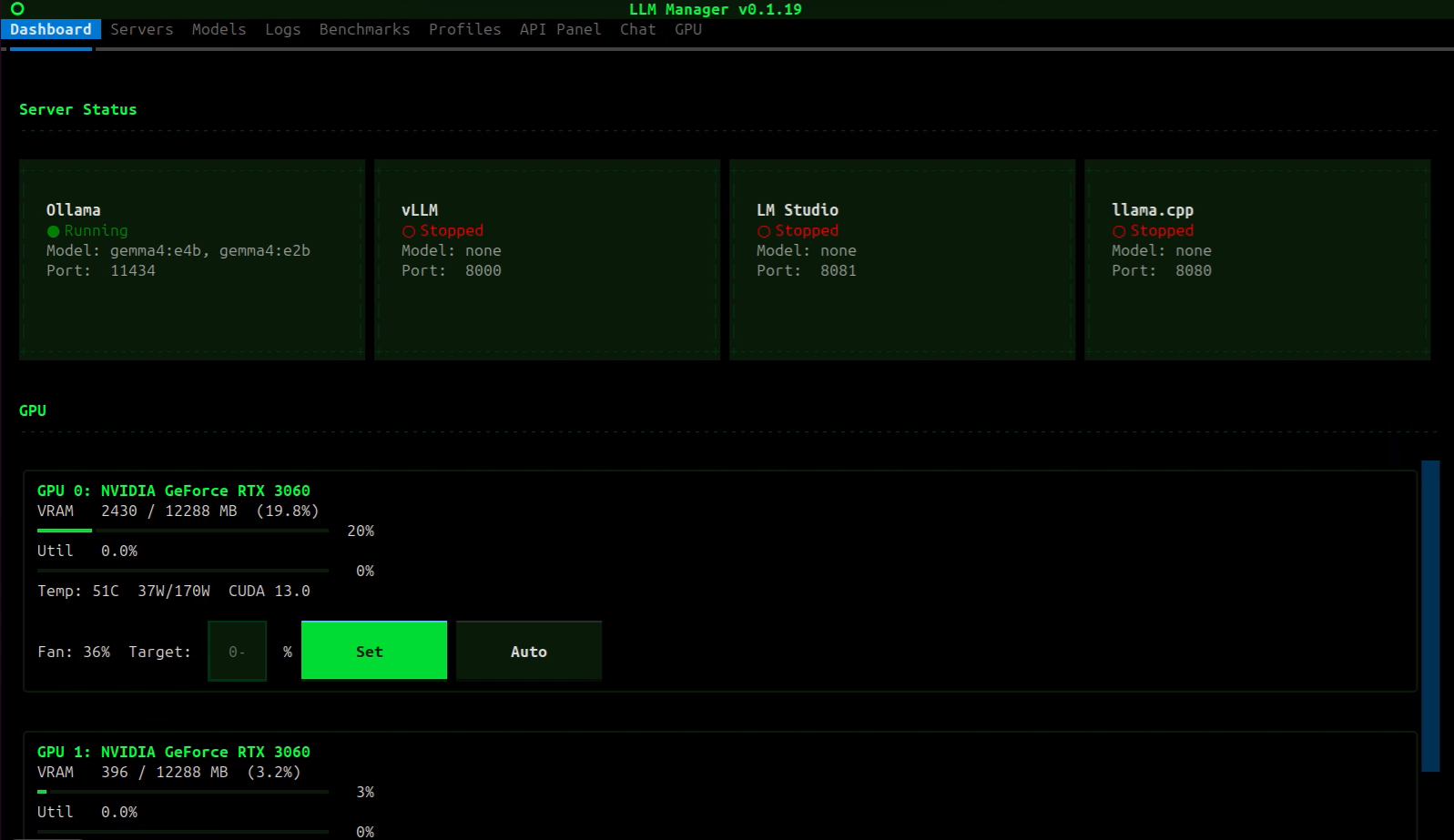 LLM Manager dashboard screenshot